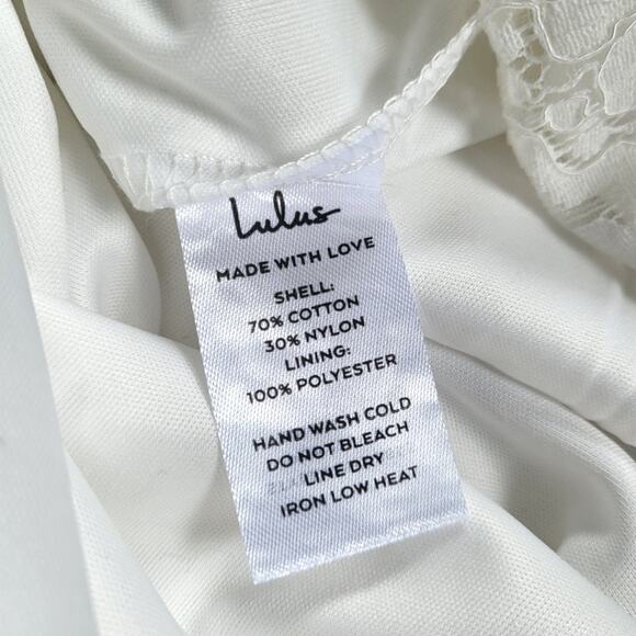 NWT Lulus Devotion White Lace Scalloped Layered Short Sleeve Formal Dress - Picture 16 of 16